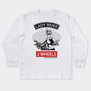 Lady Rider Road Queen, T-shirt for Biker, MotorCycle Rider Tee, Biker Gift Kids Long Sleeve T-Shirt